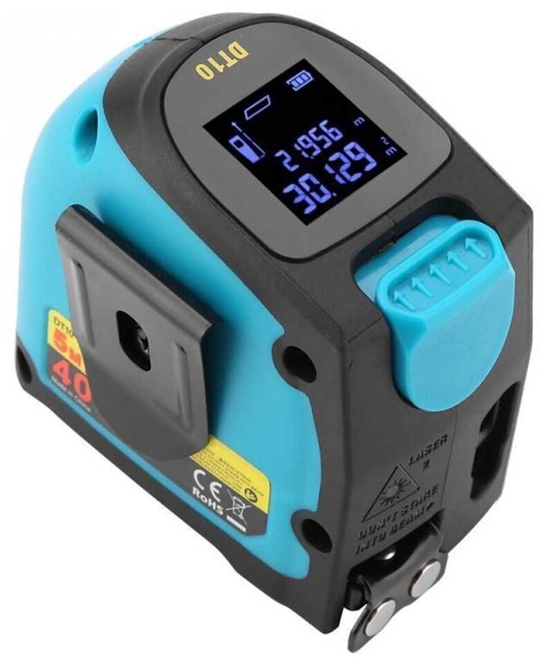 Лазерный дальномер Xiaomi Mileseey Laser Ranging Tape Measure (DT10) 40 м голубой/черный